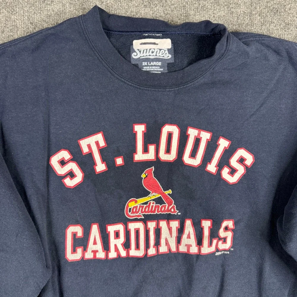 Stitches Sweatshirt Mens 2XL Navy Blue St. Louis Cardinals Graphic MLB Pullover